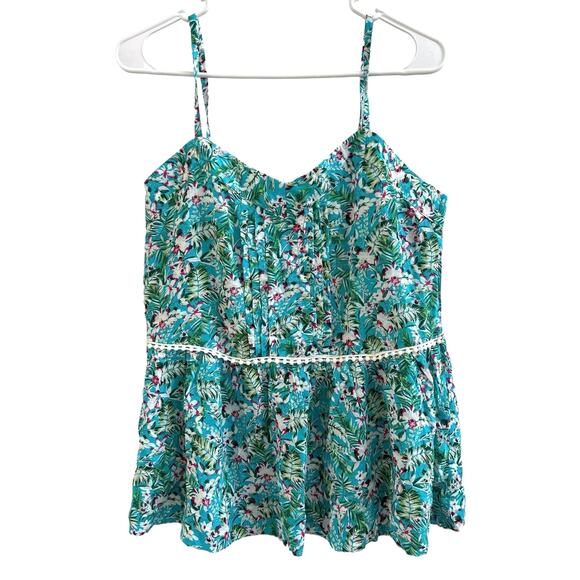 Matilda Jane Tropical Floral Smocked Peplum Spaghetti Strap Top Size Large - Picture 7 of 8